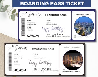 Boarding Pass Ticket Surprise,  Trip Ticket  Template, Canva Boarding Pass, Customizable Plane Ticket, Ticket Gift, Digital Download