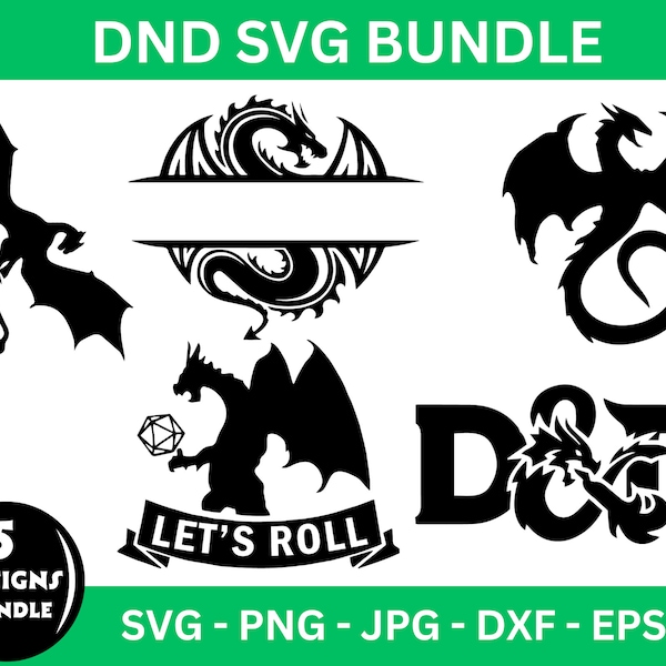 Dnd Svg Png Bundle, Dragon Svg , Dnd Svg, Svg For Shirts, Dnd Png, Silhouette, Dnd Vector, Svg Files For Cricut, Vector / Silhouette