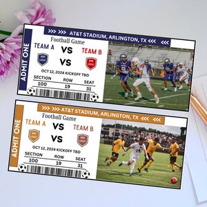 Football Game Ticket Template, Football Game Surprise Gift, Anniversary ...