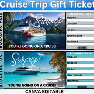 Editable Cruise Trip gift Ticket, Cruise Surprise Ticket, Cruise Surprise Boarding Pass, Gift Ticket, Airline Ticket, Gift Printable