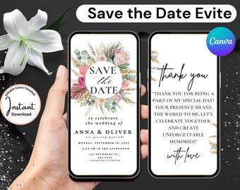 Classic Save The Date Evite, Custom Save The Date,  Electronic Save The Date, Mobile Phone Invite, Digital Save The Date Template,