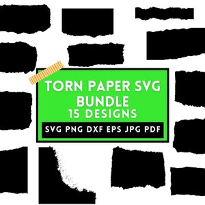 Pacchetto Svg di carta strappata, Png di carta strappata, Modello di carta strappata, Set di clipart vettoriali, Carta strappata Svg, File Svg per Cricut, Silhouette, Download istantaneo