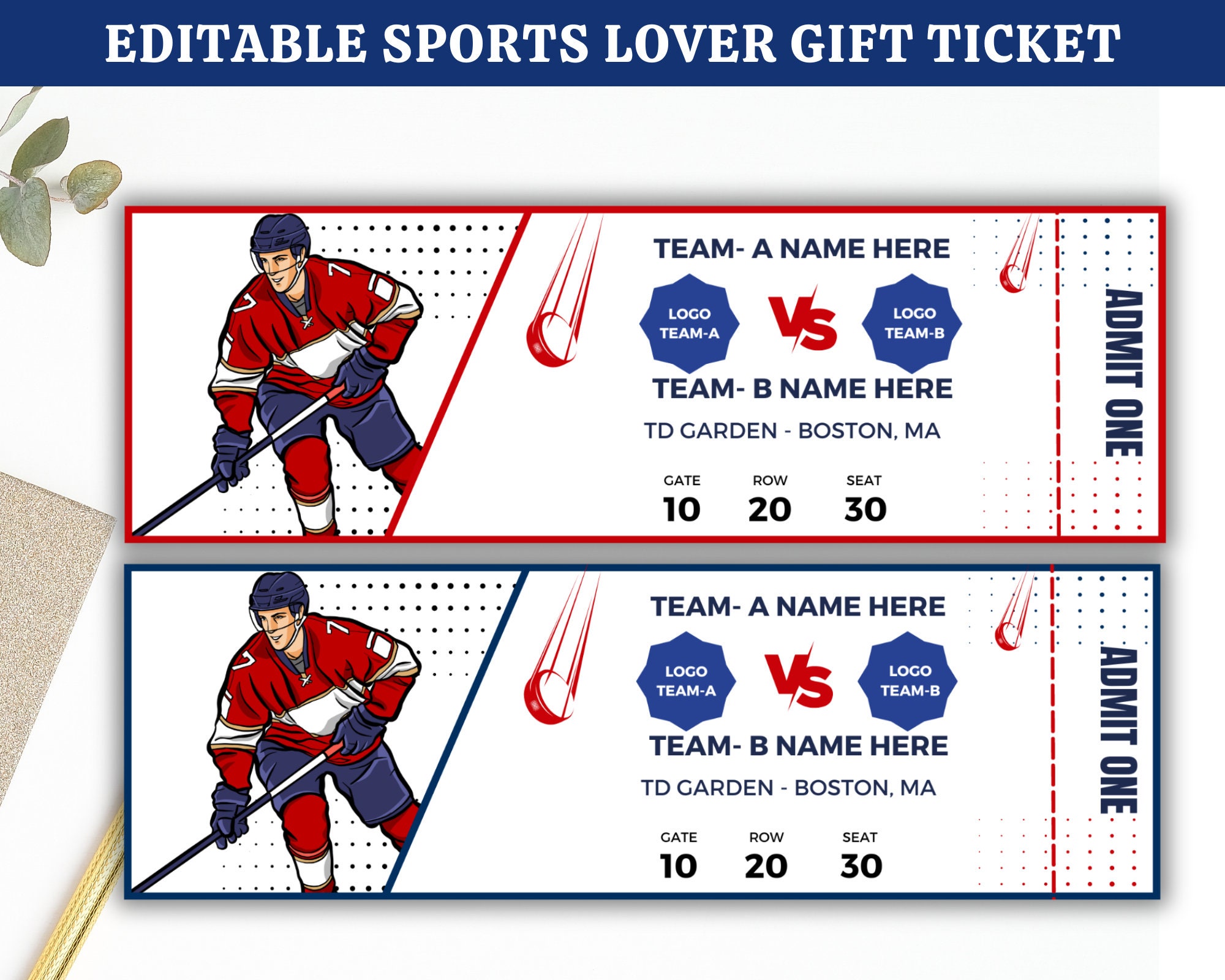 Printable Hockey Game Surprise Ticket, Hockey Game Ticket, Sports Lover Gift, Editable Hockey Ticket, Canva Editable, Instant Download - Etsy for Free Printable Hockey Ticket Template