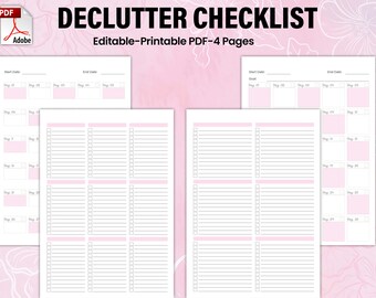 Declutter Planner, declutter checklist, cleaning schedule, cleaning checklist, declutter challenge, 30 day declutter challenge, Declutter