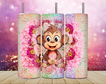 Monkey Tumbler Wrap, Monkey Tumbler Png, Monkey Sublimation, Cute Monkey Tumbler, Monkey Tumbler, Instant Download, Digital Files,