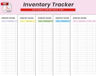 Editable Inventory log, Inventory Tracker, Product inventory, Inventory Management, Inventory Template, Inventory sheet, Product Inventory