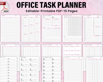 Editable Office Task Planner Set, Printable Work Schedule Planner, Office Organizer, Work To Do Checklist, Office Organizer, Employee Task
