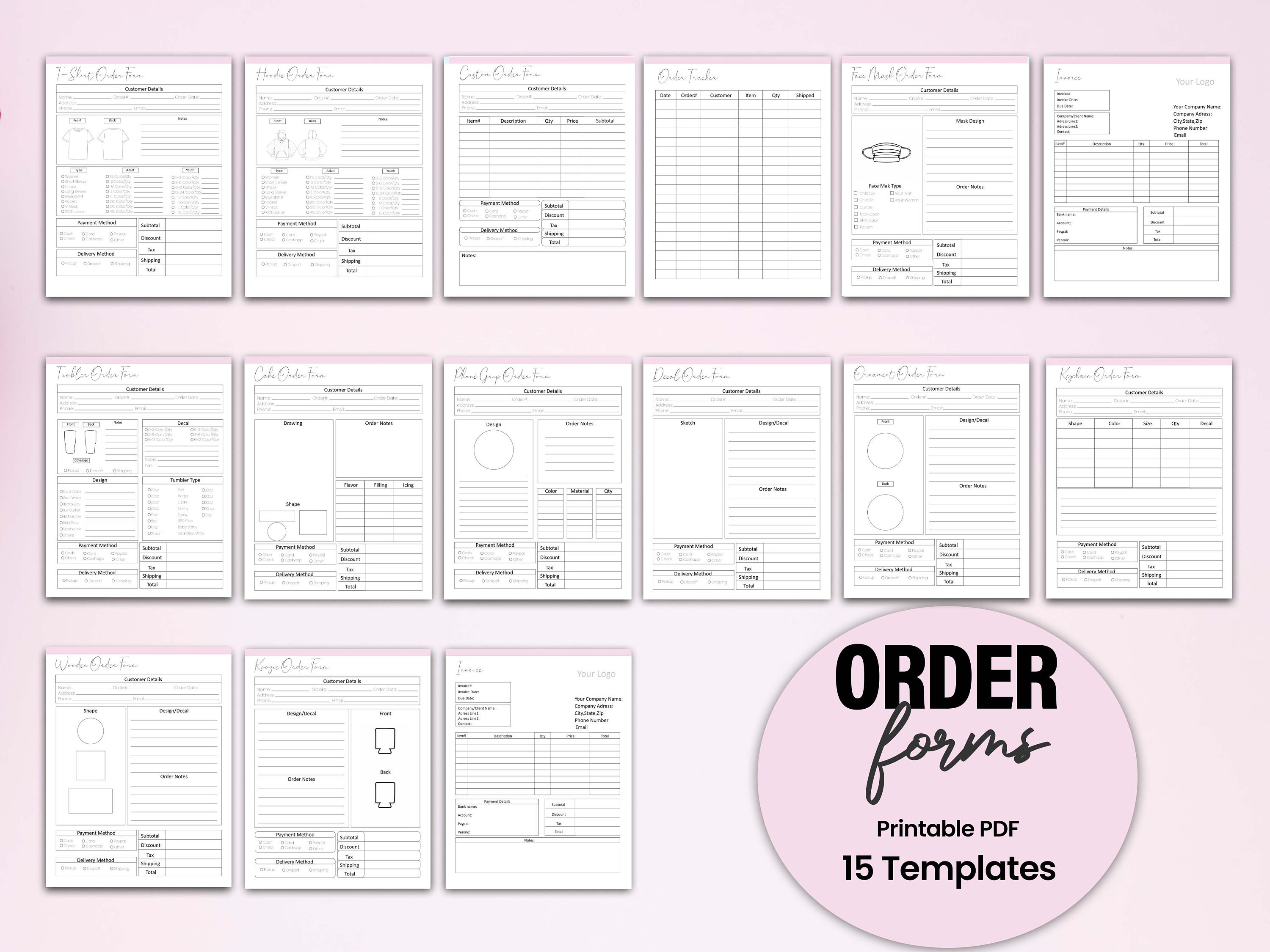 15 Printable Order Forms Bundle, Order Form Template Printable ...