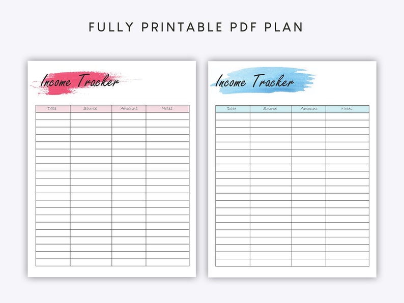 Income Tracker Printable, Monthly Income Tracker, Income and Expense Tracker Printable, Budget ...