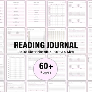 Modello di diario di lettura, diario di lettura stampabile, diario di lettura digitale, diario di lettura, book tracker, pianificatore di lettura, revisione del libro