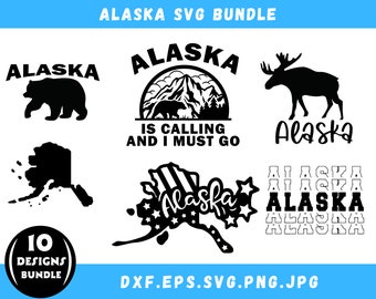 Alaska Svg Bundle, Alaska Png Bundle, Alaska Silhouette Designs, Alaska Vector Files, Svg Files For Cricut, Instant Download