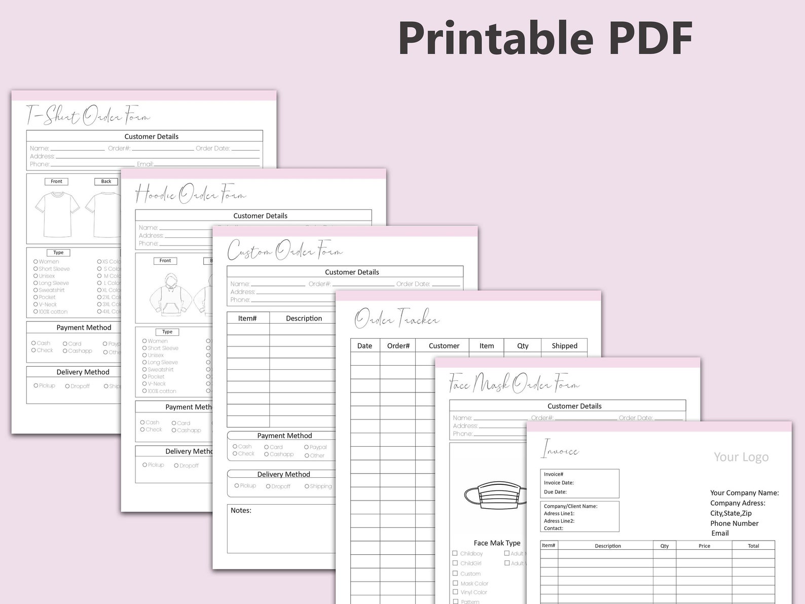 15 Printable Order Forms Bundle, Order Form Template Printable, Printable Small Business Forms ...