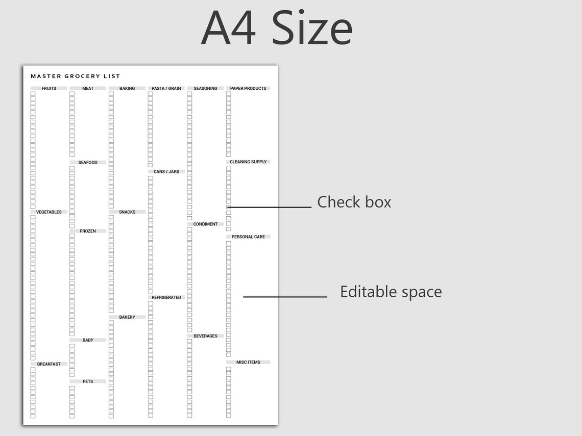 Editable and Printable Master Grocery List Online Shopping - Etsy