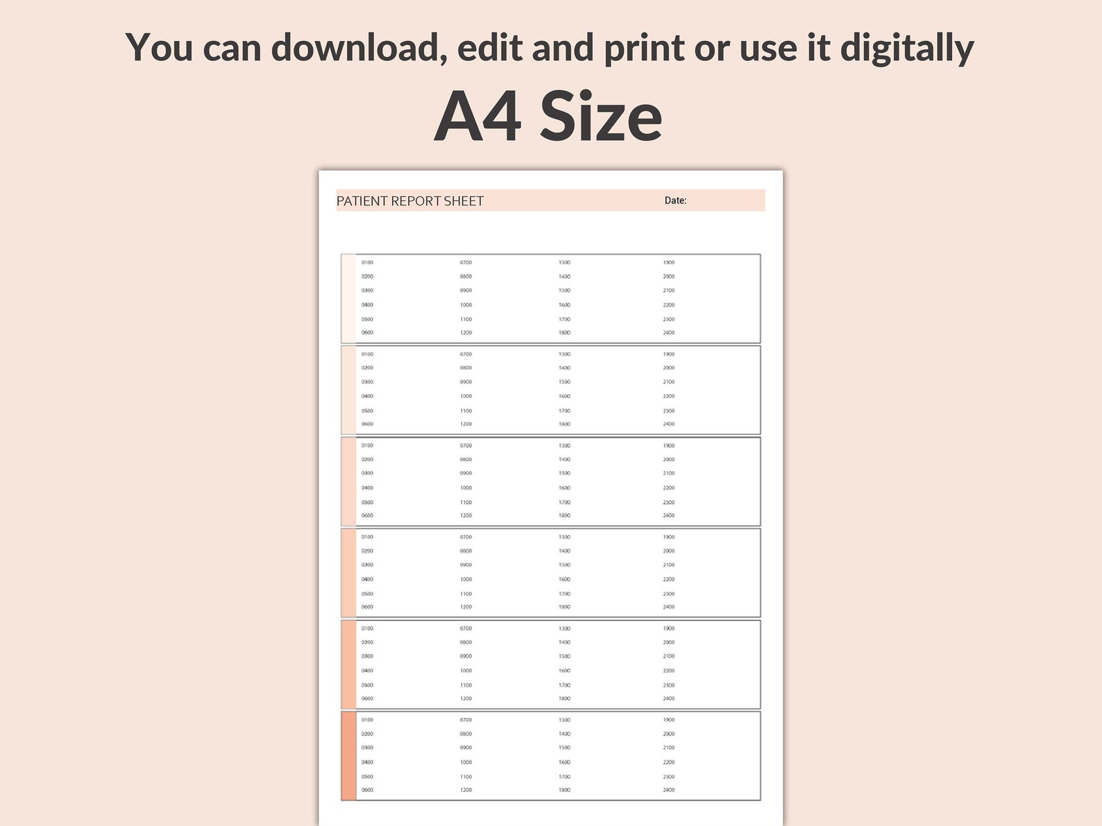 Printable Patient Roster Editable and Printable Patient Report Sheet, Patient Record - Etsy