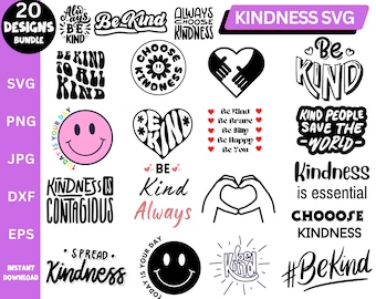 Vänlighetssvg, inspirerande svg, självkärlekssvg, positivt citat-svg, var snäll svg, vänlig svg, vänlighet png, svg-filer för Cricut