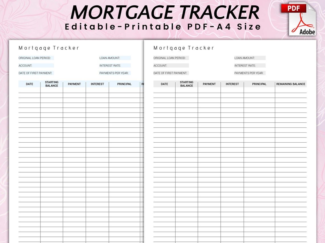 Editable Mortgage Payoff Tracker House Loan Tracker Finance - Etsy
