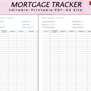 Editable Mortgage Payoff Tracker, House Loan Tracker, Finance Sheet, Debt Payoff Log, Money Organizer, Loan Schedule, Loan Tracker