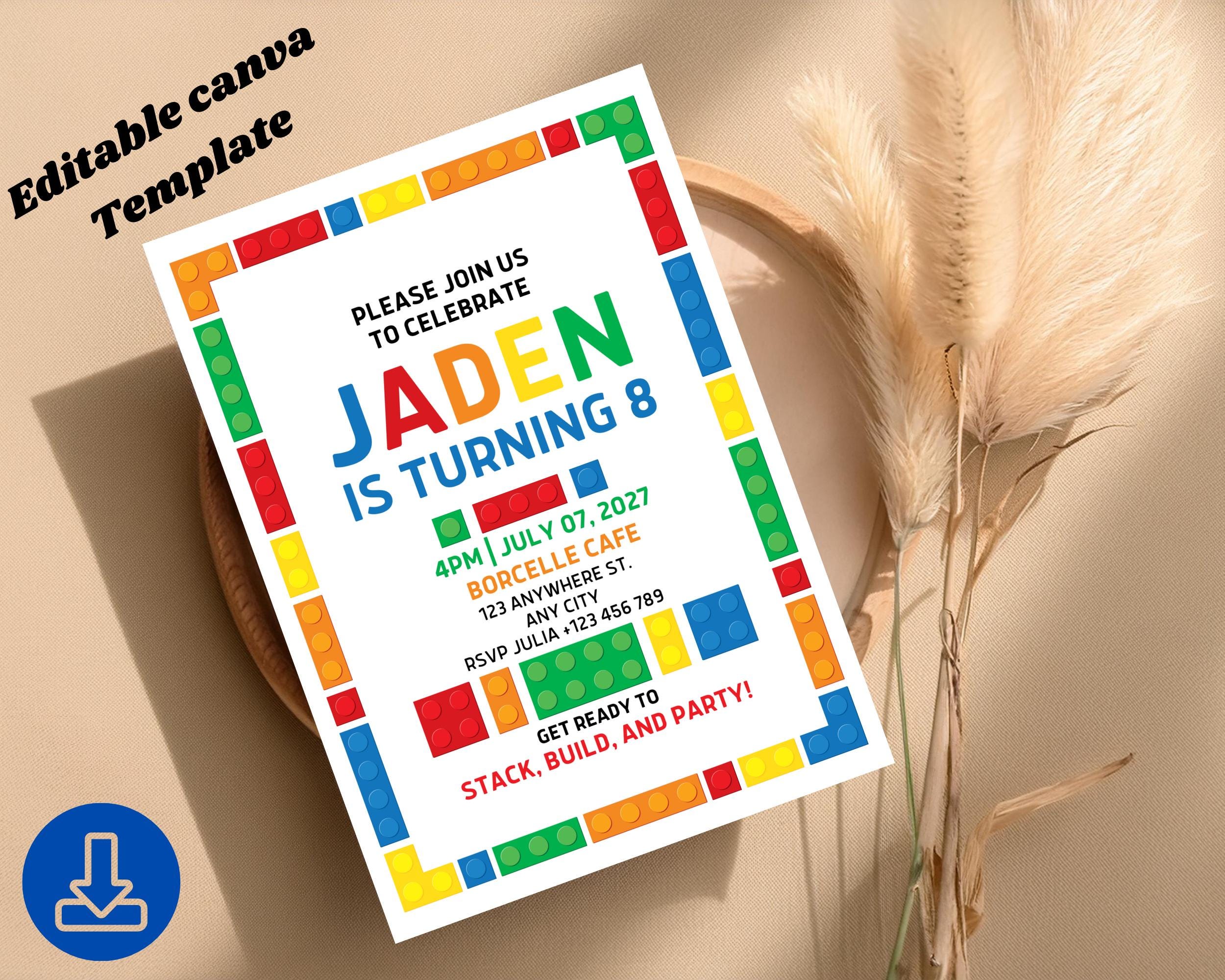 Invitation Block Design Blocks Birthday Invitation, Block Party Birthday Invite, Birthday Party ...