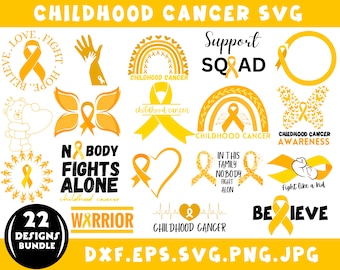 Childhood Cancer Svg, Cancer Ribbon Svg, Cancer Awareness Svg, Childhood Cancer Png, Awareness Svg, Svg Files For Cricut