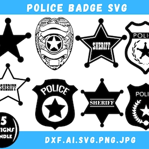 Police Badge Svg Bundle, American Police Badge Outline Svg Png, Security Badge, Police Badge Clipart, Police Officer Badge, Digital Download