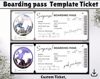 Printable Boarding Pass Ticket, Boarding Pass Invite,  Canva Boarding Pass,  Boarding Pass Gift, Ticket Template,  Surprise Trip Ticket
