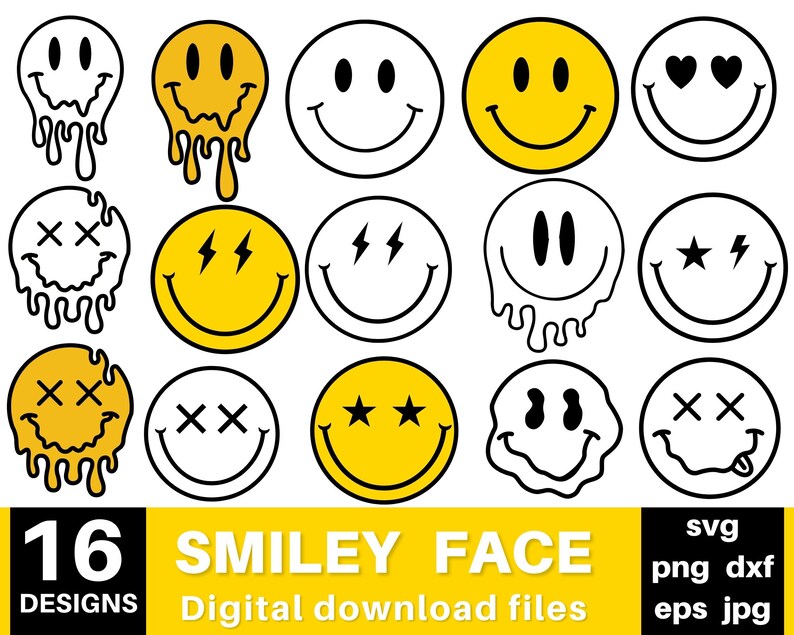 Smiley Face Svg Bundle, Smiley Face Png Bundle, Smiley Face Dxf Bundle