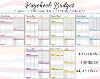 PAYCHECK BUDGET Planner, Budget Planner Template, Paycheck Budget Printable, Bi Weekly Paycheck Planner, Spending Tracker, Financial Planner