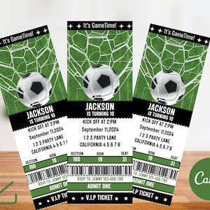 Soccer Ticket Birthday Invitation, Printable Soccer Ticket Invitation,  Football Ticket Invite Template, Digital Editable Printable