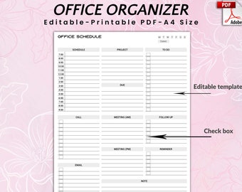 Editable Office Organizer, Office Task Planner Set, Printable Work Schedule Planner, Work To Do Checklist, Office Organizer, Employee Task