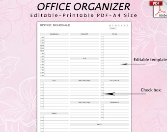 Editable Office Organizer, Office Task Planner Set, Printable Work Schedule Planner, Work To Do Checklist, Office Organizer, Employee Task