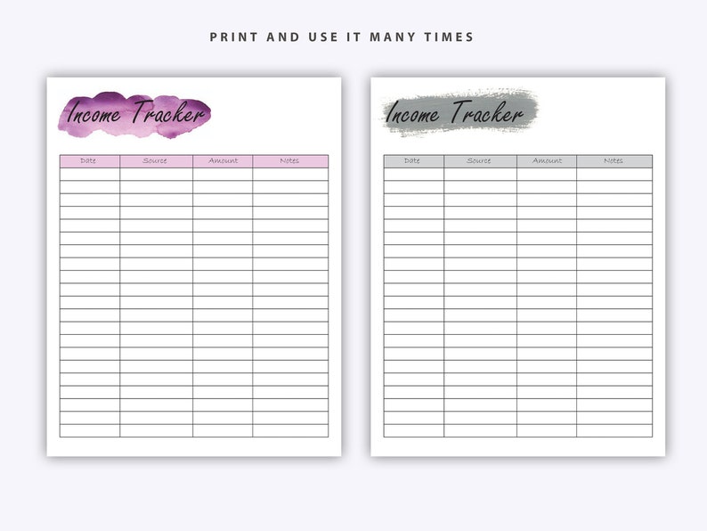 Income Tracker Printable, Monthly Income Tracker, Income and Expense Tracker Printable, Budget ...