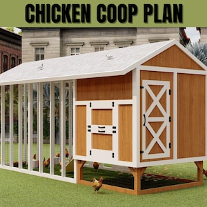 Chicken Coop Plans, 8 X 24 Chicken Coop & Chicken Run Plans, PDF File Instant Download