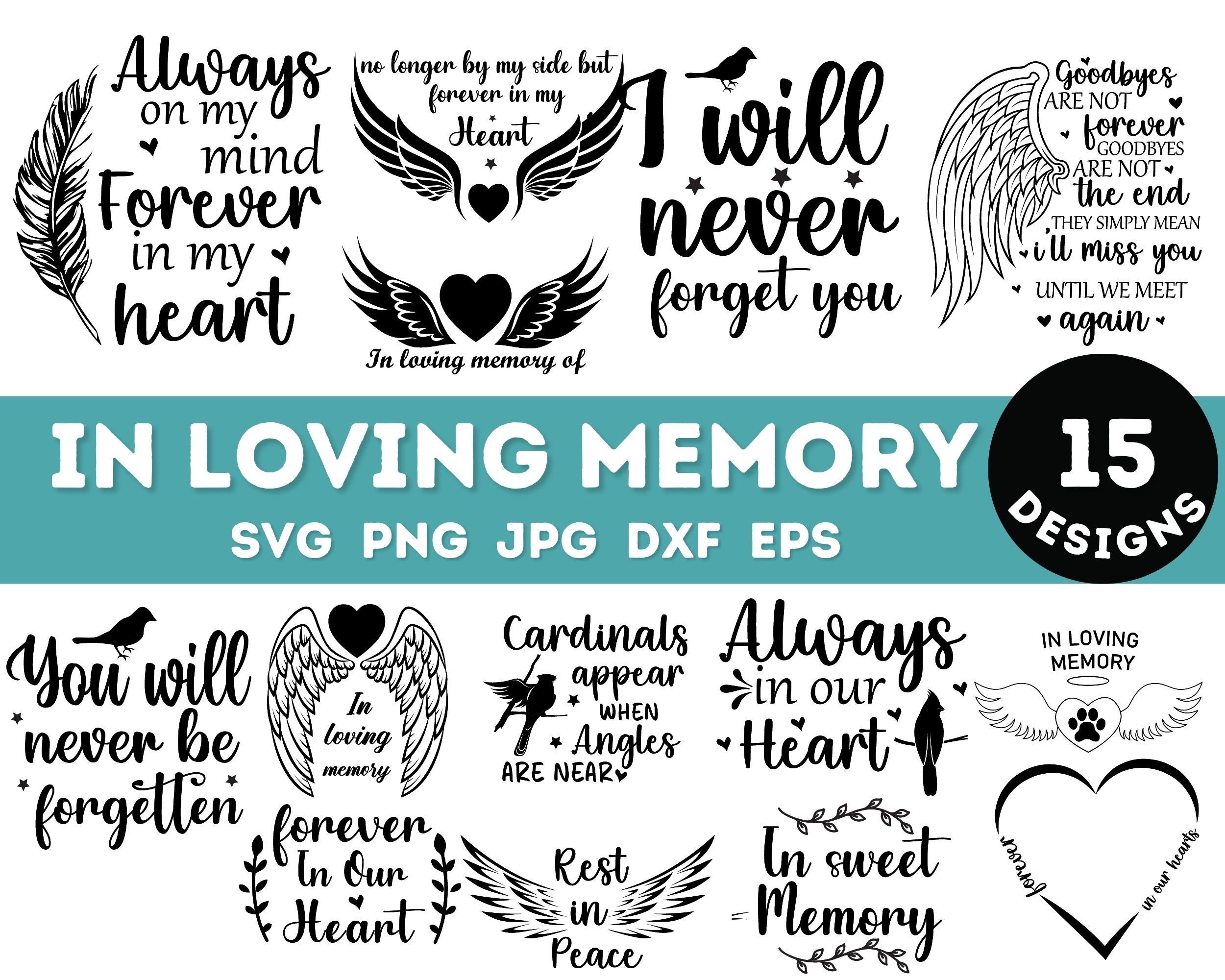In Loving Memory Svg Memorial Svg Angel Wings Svg Rest in - Etsy