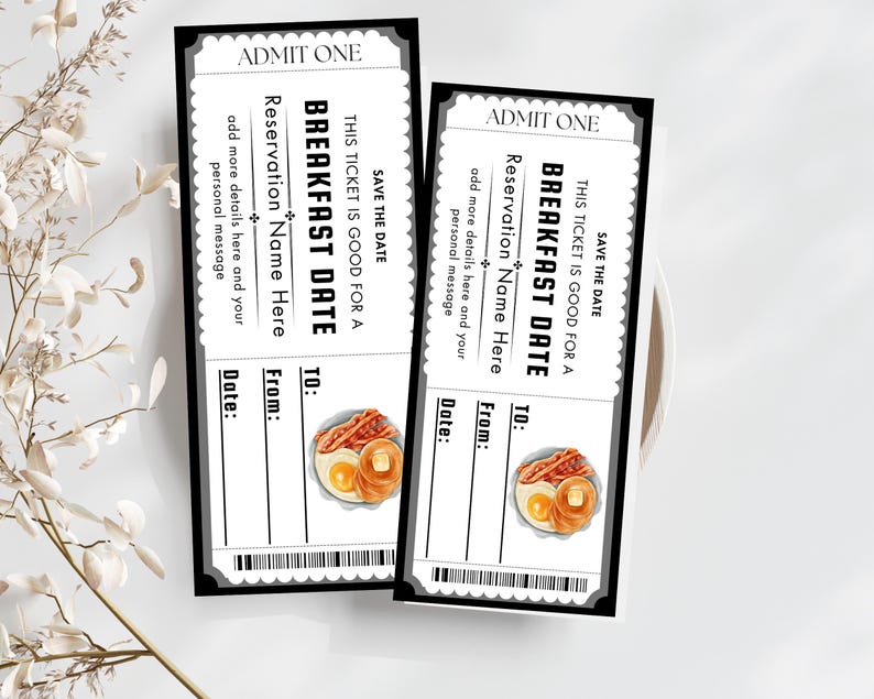 Breakfast Voucher Template, Breakfast Invite, Surprise Breakfast ...