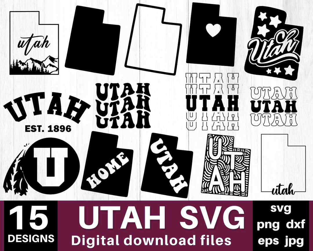 Utah Svg Bundle, Utah Png Bundle, Utah Dxf Bundle, Utah Silhouette ...