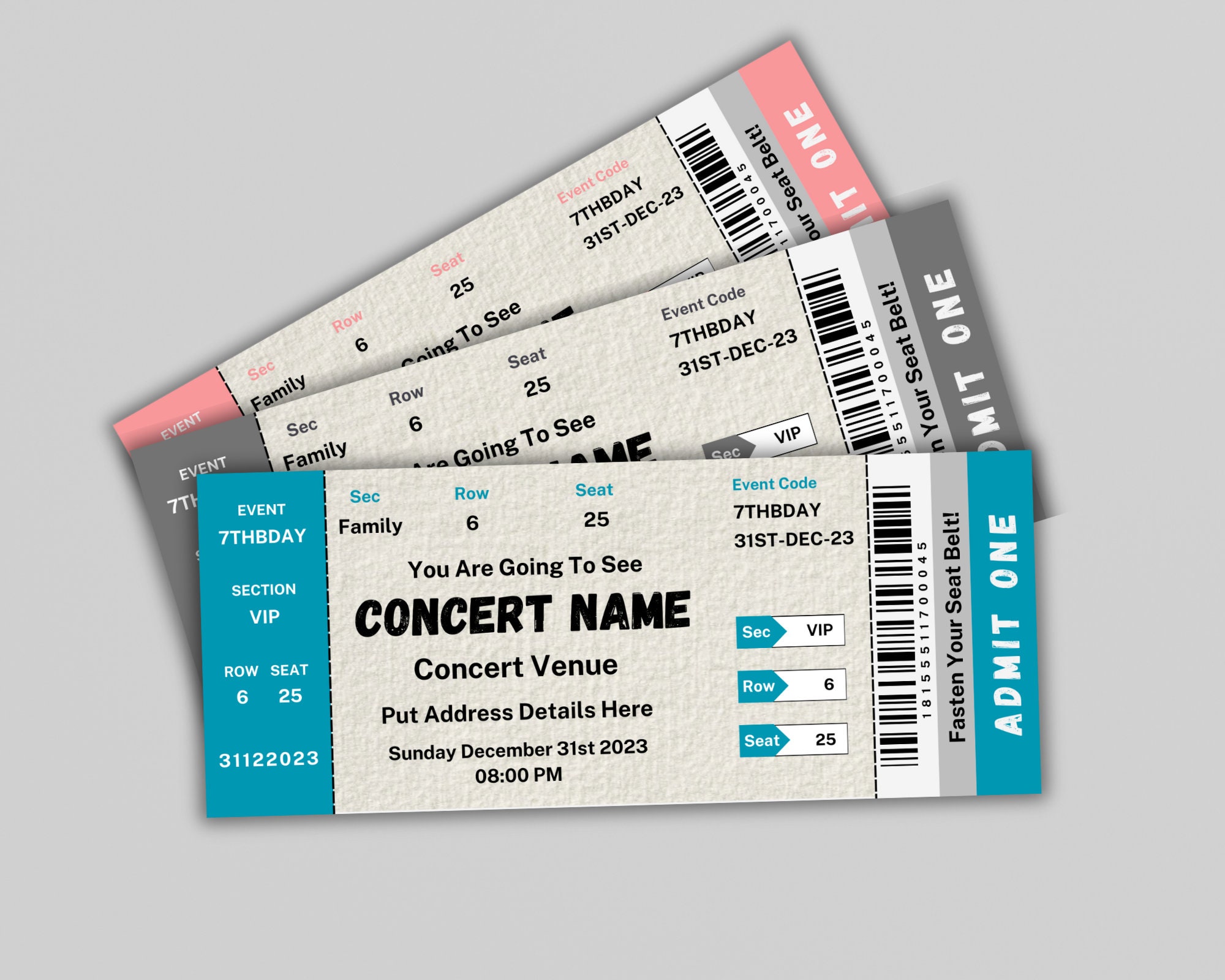 Editable Event Ticket Template, Canva Editable Concert Ticket, Concert ...