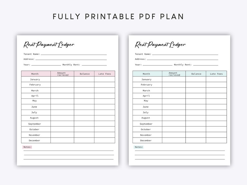 Printable Rent Payment Ledger, Printable Rent Payment Ledger Template