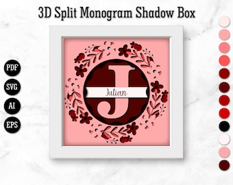 3d Monogram Shadow Box, Custom Shadow Box Svg, Alphabet Name Svg, Files For Cricut, Name Shadow Box Svg, Shadow Box Gift, Shadow Box Letters