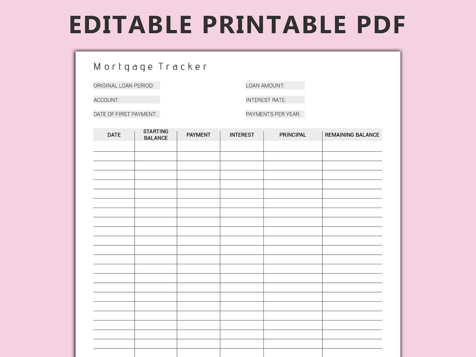 Editable Mortgage Payoff Tracker House Loan Tracker Finance - Etsy