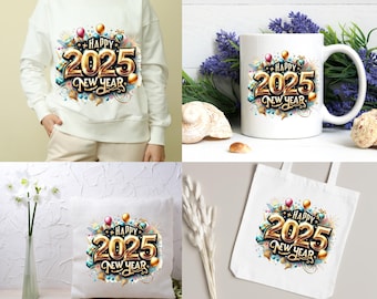 Happy New Year 2025, New Year Png, Happy New Year Shirt, New Year Celebration, New Year Gift, Sublimation Design, Digital Download