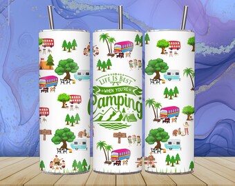 Camping Tumbler Png, Camping Tumbler Wrap, Sublimation Tumbler, Tumbler Wrap Png, Personalized Camping  Wrap, Wildlife 20oz Skinny Tumbler