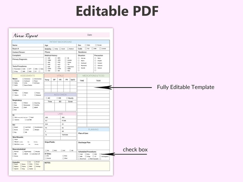 Editable Nursing Report Sheet - Il 794xN.4906426429 Nnn7