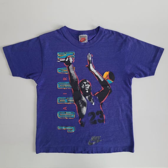 Vintage Nike Air Jordan 8 Aqua Purple Melange T-shirt Size Small