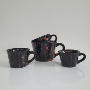 Ceramic Measuring Cups | Earthenware Baking Measure Cup | Black Speckle Glaze Stoneware Measure Cup Set of 4