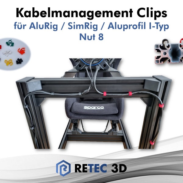 Clips de câble Clips de gestion de câbles pour AluRig / SimRig / Aluprofile I-Type Nut 8