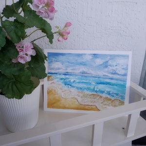 paesaggio costiero, dipinto a olio, opera originale, opera d'arte visiva, dipinto oceano blu, sabbia gialla e mare, mare turchese, saldi primaverili