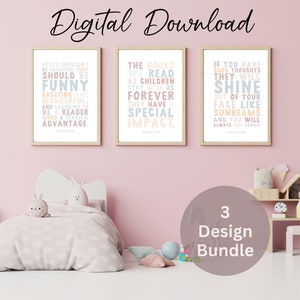 Roald Dahl Quote Wall Art, Nursery Decor, Inspirational Quote, Nursery Wall Art, Set of 3 Prints - Printable Quote, Instant Download