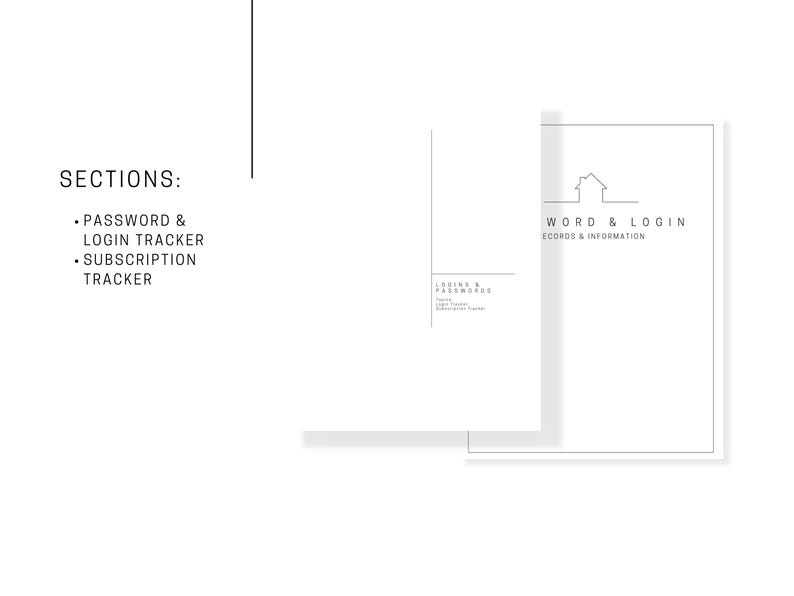 Password & Subscription Tracker | Printable Canva Editable Template ...