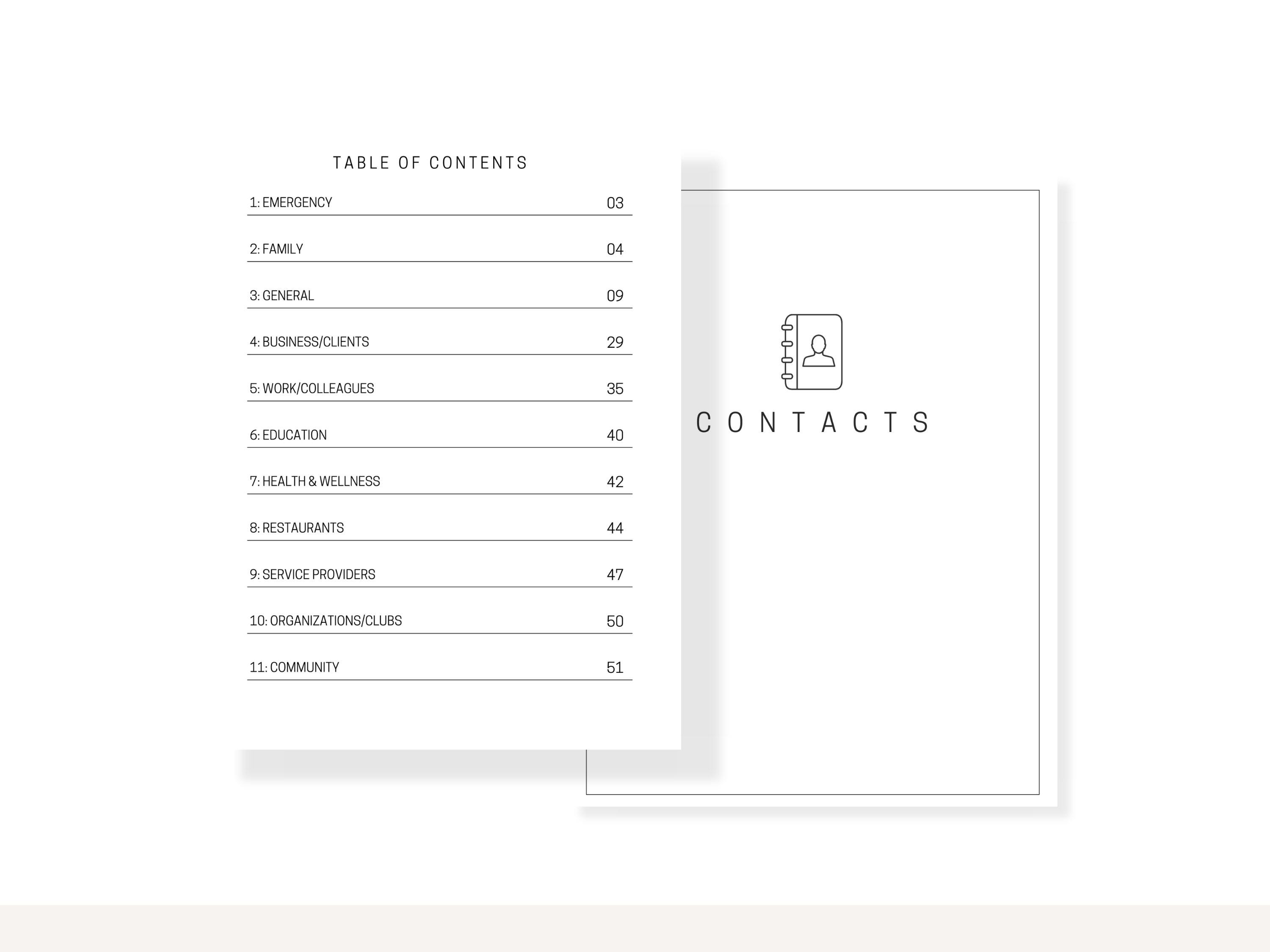 Contacts Organizer Printable & Editable Canva Template Contact