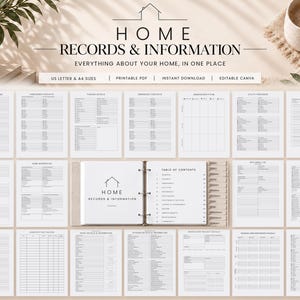 Home Management Binder | Printable, House Records Organizer, Maintenance Log, New Homeowner Gift